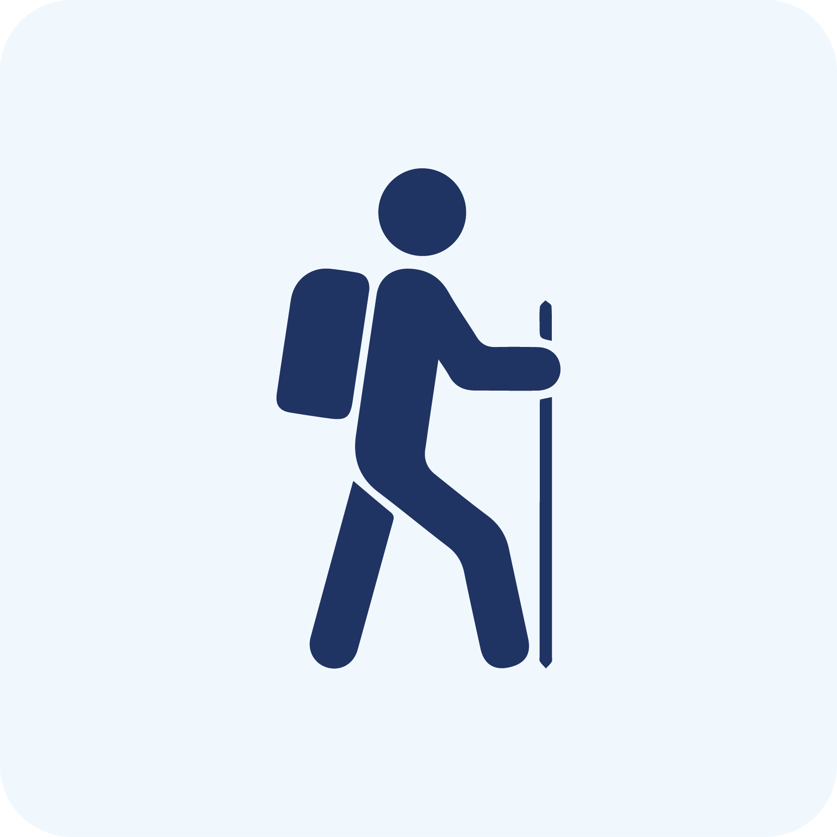 Icon einer wandernden Person mit Rucksack – steht für Nasenpflaster-Anwendung beim Wandern