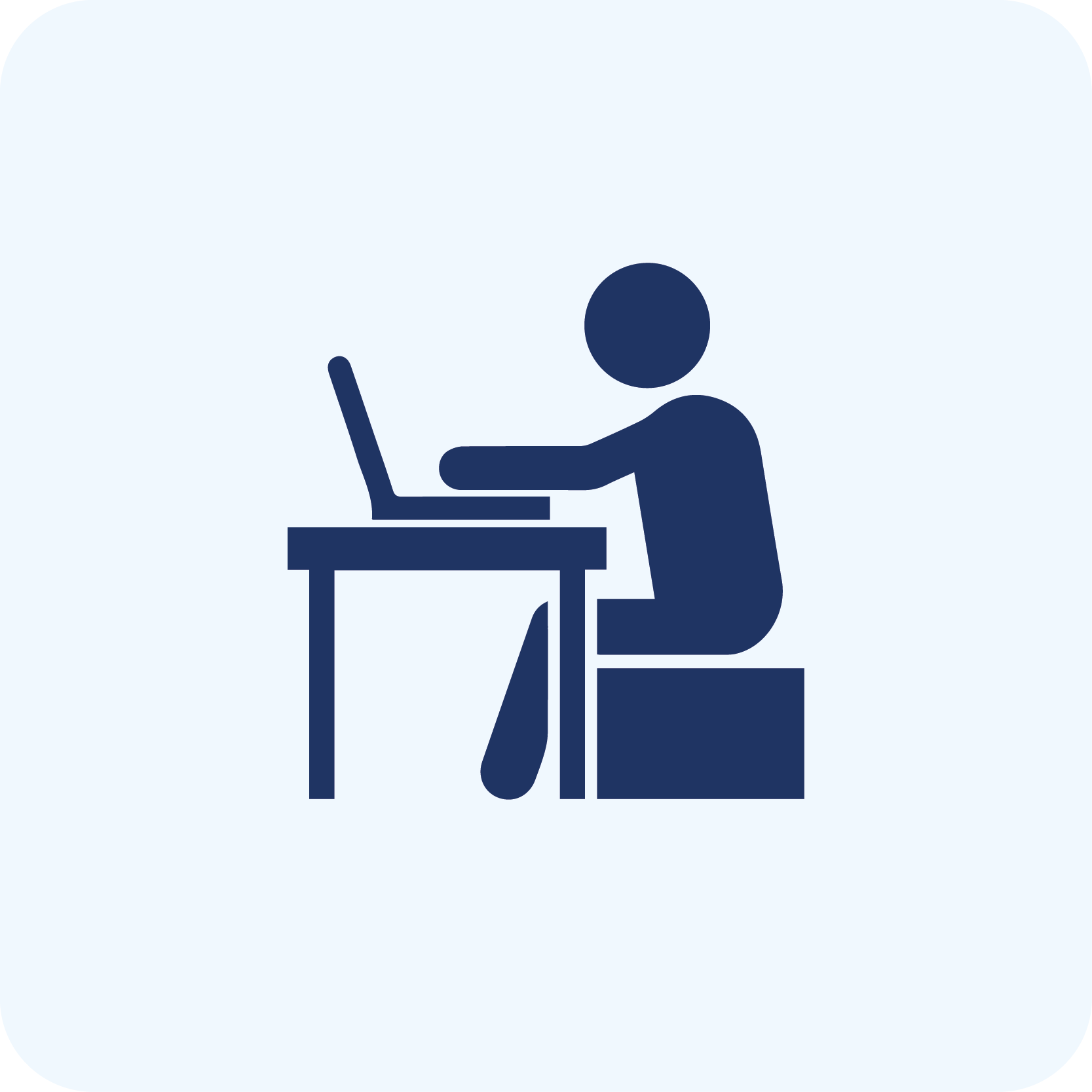Icon einer Person am Schreibtisch – steht für den Einsatz von Nasenpflastern im Büro oder Homeoffice