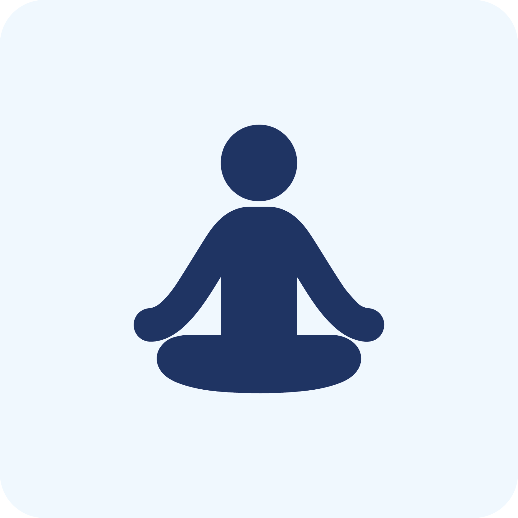 Icon einer meditierenden Person im Schneidersitz – symbolisiert Nasenpflaster beim Yoga oder in Ruhephasen